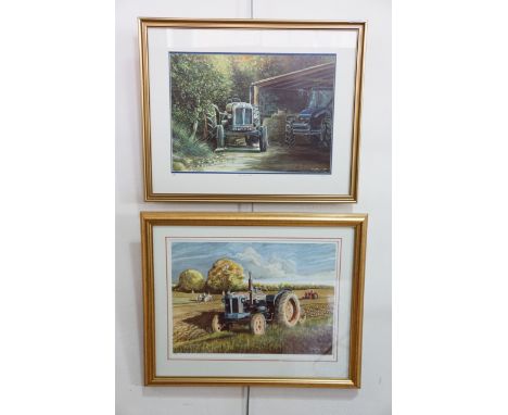 Two limited edition P. Oliver tractor prints; Autumn Glory and New Old, 56 x 46 cm