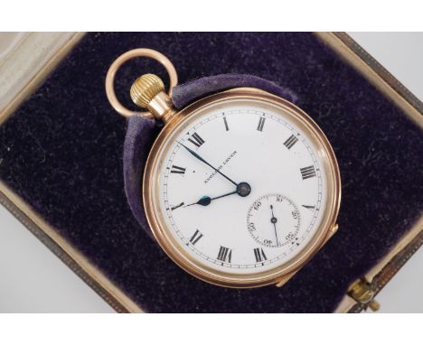 A 1920s 9 ct gold pocket watch, the movement numbered D7706 and bearing an Ordnance / War Office broad arrow mark, (running)