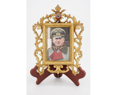 A framed photographic portrait of General Heinz Guderian, 28 cm high