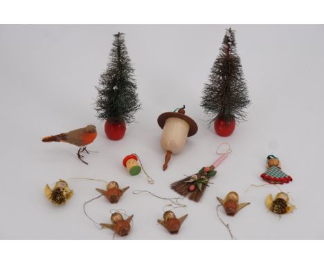 A small quantity of vintage hand-made naive / rustic Christmas decorations