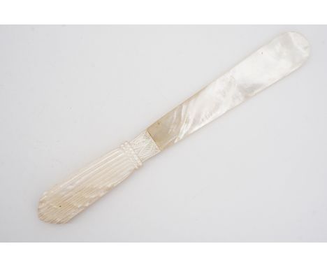 A 19th Century carved mother-of-pearl paper knife, 20 cm