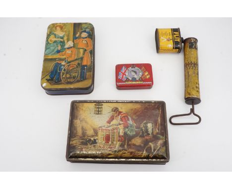 A W &amp; R Jacob tinplate biscuit tin decorated with a military scene entitled The Letter from Waterloo, a biscuit tin celeb