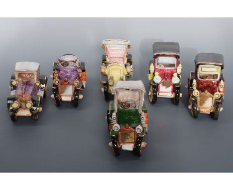 Six ceramic vintage cars