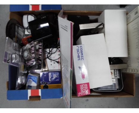 Lot to include unused retail stock comprising LED lights, Cosmic Rocket light, also includes mobile phones, blood pressure mo