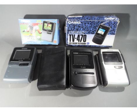 Three Casio hand held TV's (two boxed) comprising TV-470, TV-770 and TV-880 This lot must be paid for and collected (or despa