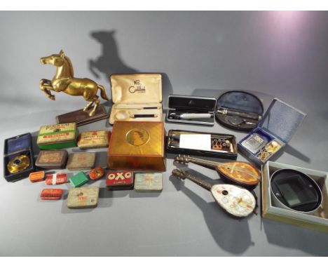 Lot to include vintage tins, a 'Lenthall' Sound Box, vintage medical equipment and other. This lot must be paid for and remov