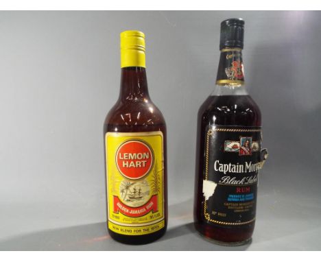 Rum - probable 19th century bottling of Captain Morgan Black Label Rum 70% proof 26 2/3 fl. oz and an unopened bottle of Lemo