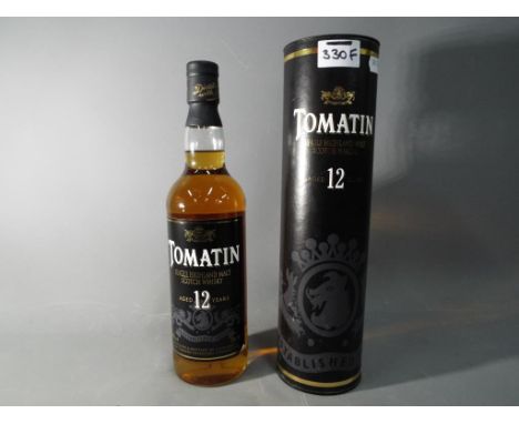 A bottle of 12 year old Tomatin single Highland Malt Scotch whisky, 70cl 40%  This lot must be paid for and removed no later 