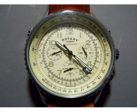 Rotary - a gentleman's multiple dial Rotary Chrono Speed wristwatch with leather strap, #GS03447/08 (13768), marked verso and
