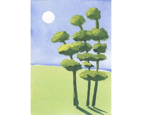 Katharine Dufault Tree Trio II, 2023 Watercolour/Gouache/Ink Signed on Verso 10 x 15cm (3¾ x 5¾ in.)
&nbsp;
This lot has been