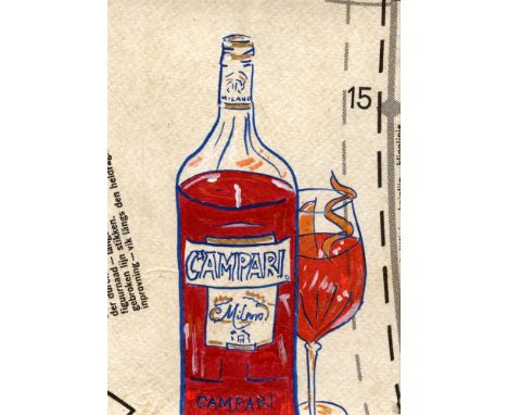 Pam Glew Campari Spritz Graphite, Acrylic and collage on paper Signed on Verso 10 x 15cm (3¾ x 5¾ in.)  This lot has been cur