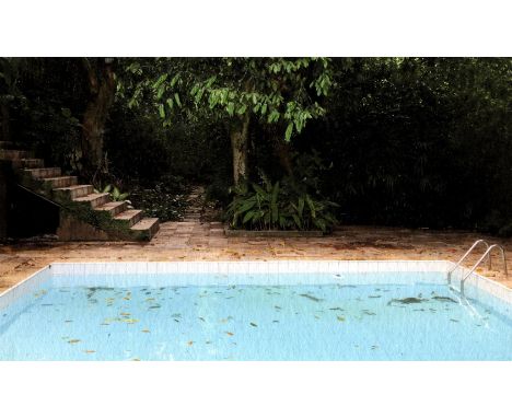 Annette van Waaijen The Pool (Rio) I, 2023 Giclee print on Hahnemühle Photorag with stitching  Signed on Verso 8.7 x 14.6cm (