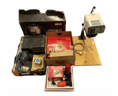 Collection of Photo printing &amp; Dark room equipment to include Opemus 5a enlarger with transformer, manual and instruction