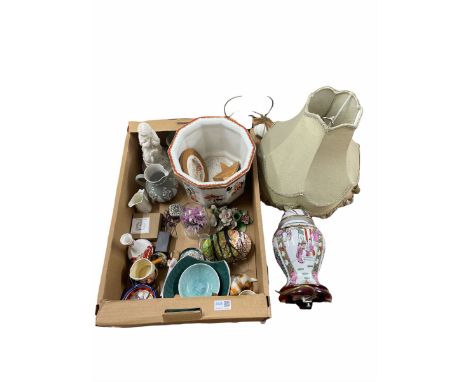 Early 20th century Lososl Ware planter, Jasperware jug, bisque figure, Crown Staffordshire Rangoon posy vase, small character