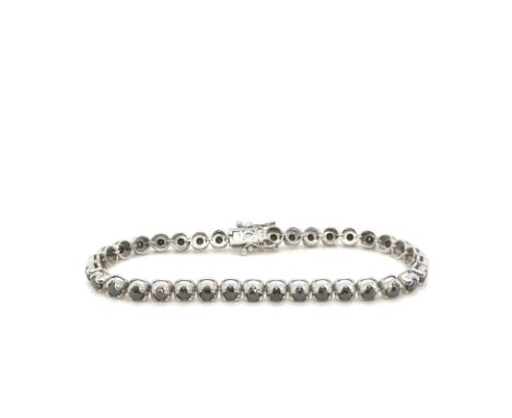 BRACELET IN 14K WHITE GOLD 13.47 GR TENNIS TYPE WITH NATURAL DIAMONDS 7.20 CARATS FANCY BLACK COLOR 18CM GEMMOLOGICAL CERTIFI