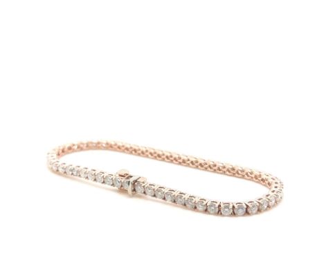 BRACELET IN 14K ROSE GOLD 11.81 GR TENNIS TYPE WITH NATURAL DIAMONDS 5.08 CT 18CM GEMMOLOGICAL CERTIFICATE MAROZ DIAMONDS LTD