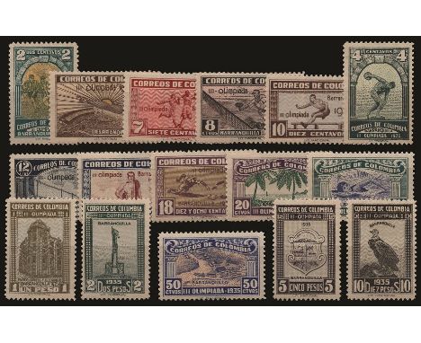 1935 Third National Olympiad set of 16 10p light blue and black (SG 461/76) large part o.g.