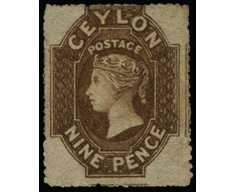 1861-64 watermark large star, rough perf 14-15½ 9d light brown (SG 33a), unused without gum, cat £1300 