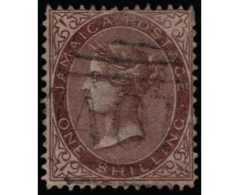 1860-70 Watermark pineapple 1s purple-brown, variety "$" for "S" in "SHILLING" (SG 6c), corner creasing at l/left, some surfa