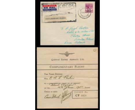 1951 10 June (Leigh-Parkin) self-addressed envelope to Cocos Island with the 'COCOS-SYDNEY' cachet overlaid at the foot by a 