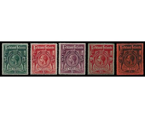 1912-20 ½d yellow-green to £1 black/red (SG 60/69), 3s small tone patch, some incl £1 light gum creasing, large part o.g., ca