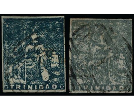 1852-60 Britannia, fourth issue imperforate (1d) slate-blue (SG 18) good to large margins all round, used with very light par