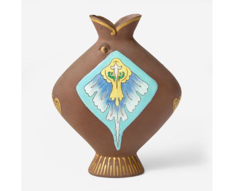 Enameled stoneware.With the "Flat Fish" decoration. Impressed "WEDGWOOD" and "ZHA" (date code for 1872).(H: 6 1/2, W: 5 3/8, 