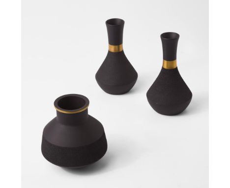 Stoneware, gilt decorationLikely designed by Robert Minkin (1928-2012)All Impressed "WEDGWOOD" and "MADE IN ENGLAND", various
