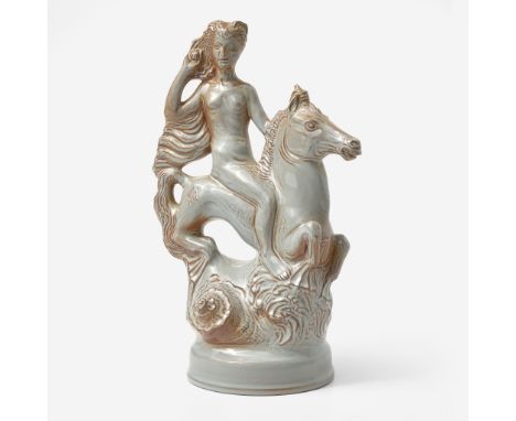 Glazed stonewareGray glaze over a tan bodyImpressed "ARNOLD MACHIN" on reverse, "WEDGWOOD" on bottom.(H: 9, W: 6 1/8, D: 4 in