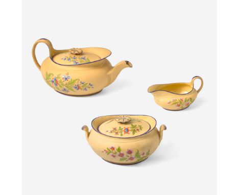 StonewareIn the Oval Parapet shape. All three pieces impressed "WEDGWOOD"(H: 3 3/4, W: 4 3/4, D: 8 in. (teapot), H: 3, W: 4, 
