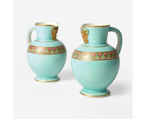 Glazed earthenware.Pearlware body, turquoise-glazed with enamel decoration.Impressed "WEDGWOOD", "PEARL" and "DORIC". One imp