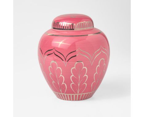 Glazed earthenware, platinum lustreDecoration designed by Millicent Taplin (1902-1980)Impressed "WEDGWOOD" and "ENGLAND"(H: 8