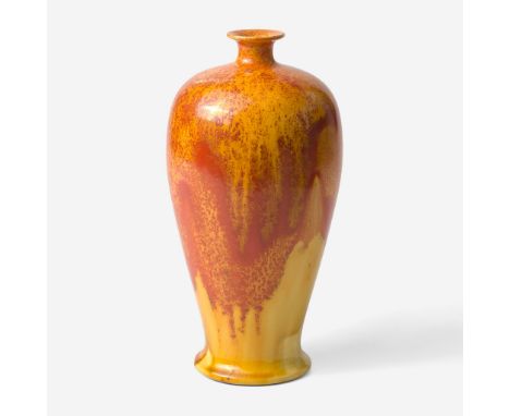 Glazed stonewareYellow and orange Flambe-Glaze. Both form and glaze developed by Wilson.Impressed "WEDGWOOD" and "MADE IN ENG