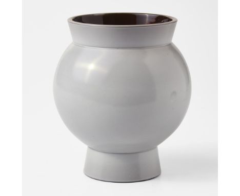 Glazed stonewareDark brown body with silver gray exterior, maroon interiorImpressed "WEDGWOOD" "MADE IN" and "ENGLAND". Print