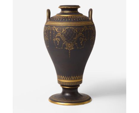 Stoneware, metal hardwareImpressed "WEDGWOOD" and "ENGLAND"(H: 11 7/8, Dia: 6 1/2 in.)Qty: (1)ProvenanceCollection of Dr. Ell