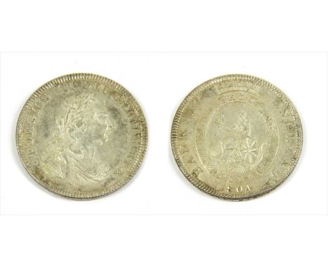 Coins, Great Britain, George III (1760-1820), Dollar, 1804, obv. top leaf to left side of E, rev. upright K to left of shield