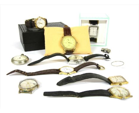 A quantity of watches, to include a gold plated Sewills Liverpool automatic strap watch, with centre second sweep, date apert