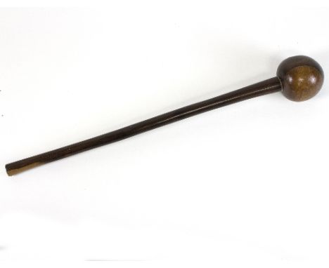 A 19th Century lignum knobkerrie, traditional tribal stick with splayed finial