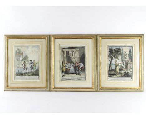C Cochin and R Gaillard after Jean-Baptiste Oudrey (French 1686-1755)/Fables de la Fontaine/ten coloured engravings, 30cm x 2