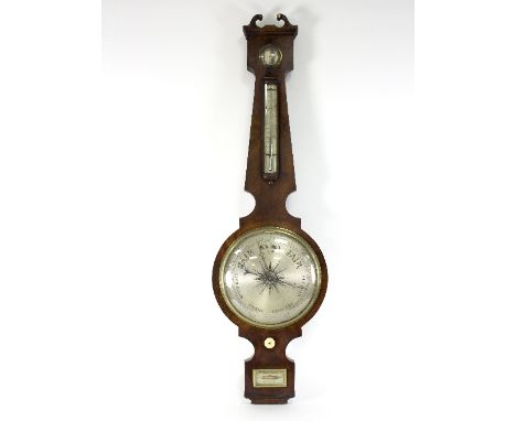 A 19th Century mahogany cased wheel barometer, P Brambano, Evesham, 109cm high