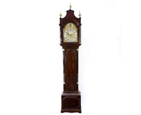 An 18th Century and later mahogany cased eight-day longcase clock by James Cannon, London, the hood with pagoda top and silk 