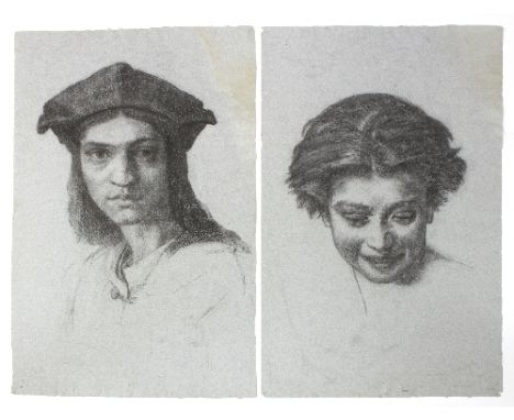 Henry William Banks Davis RA (British 1833-1914)/Portrait Study after Andrea del Sarto in the style of Raphael/charcoal on bl