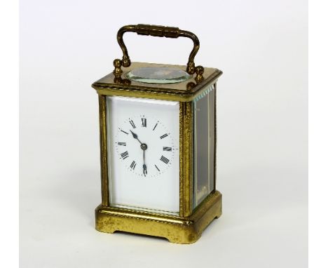 A gilt brass eight-day carriage clock, 16.5cm high