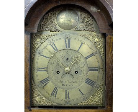 A late 18th Century eight-day oak longcase clock, the brass dial signed John Lloyd, Brecon