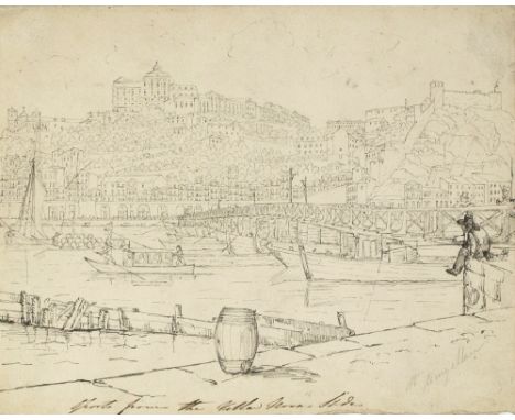 19th Century English School/View of Porto from the Villa Nova side/View of Porto from Lima de Muro/Pelourinho Square, Lisbon/
