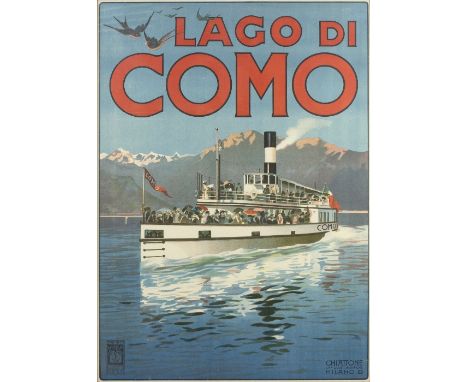 Lago di Como/Italian Travel Poster, circa 1905/produced by Chiattoni, Milano/lithograph in colours laid on board, plate 96cm 