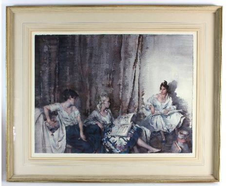 William Russell Flint/The Trio/signed print, 45cm x 60cm and/Market Hall, Cordes/signed in pencil/lithograph, 42cm x 58cm/and