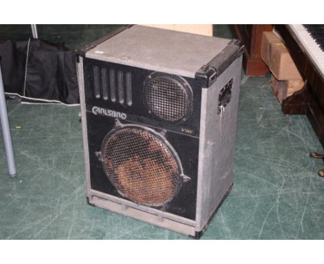 A Carlsbro B-158E 200 bass speaker, Serial No. 8902599, height 79 cm, (speaker grill rusted and slightly scuffed and torn to 