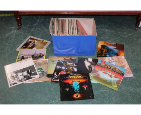 Approximately 80 vinyl records - Pop, Rock, and other interest including Thompson Twins Quick Step and Side Kick, Blondie Aut