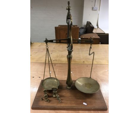 A large brass set of weighing scales